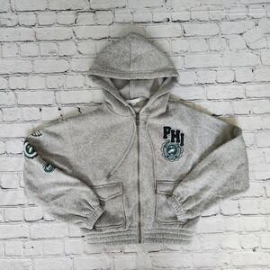 WEAR Erin Andrews Philadelphia Eagles Womens Gray Crop Long Sleeve Full Zip XS